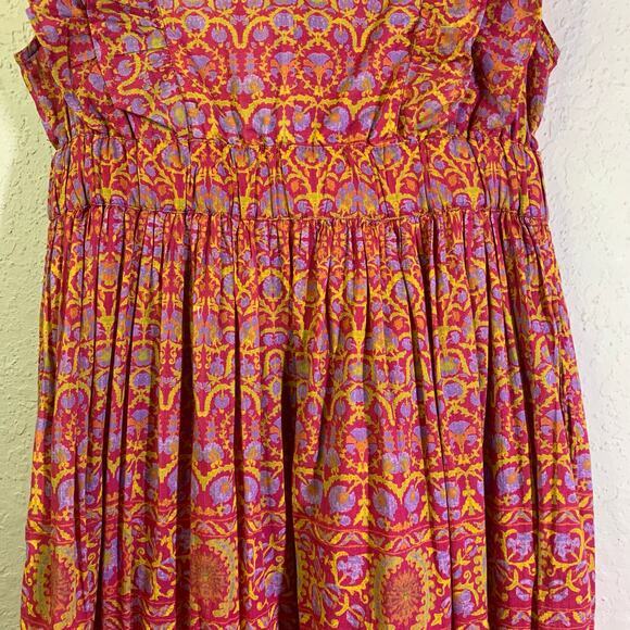 SUNDANCE Dress Mystical Mosaics Maxi V-Neck Sleeveless‎ Ruffled Detail Lined - Picture 7 of 13